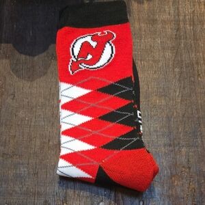 New Jersey Devils Argyle Crew Socks - Red and Black